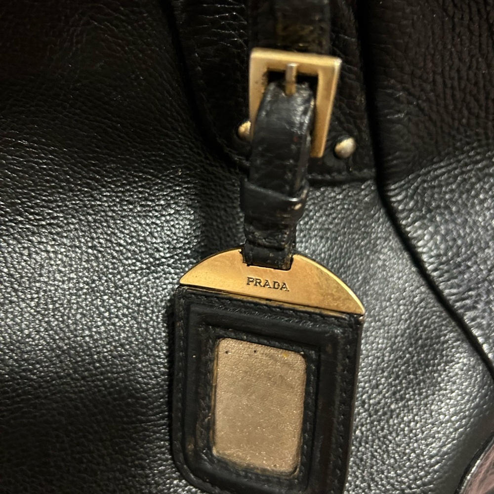 Prada Black Leather Tote with Gold Accents - Picture 8 of 16